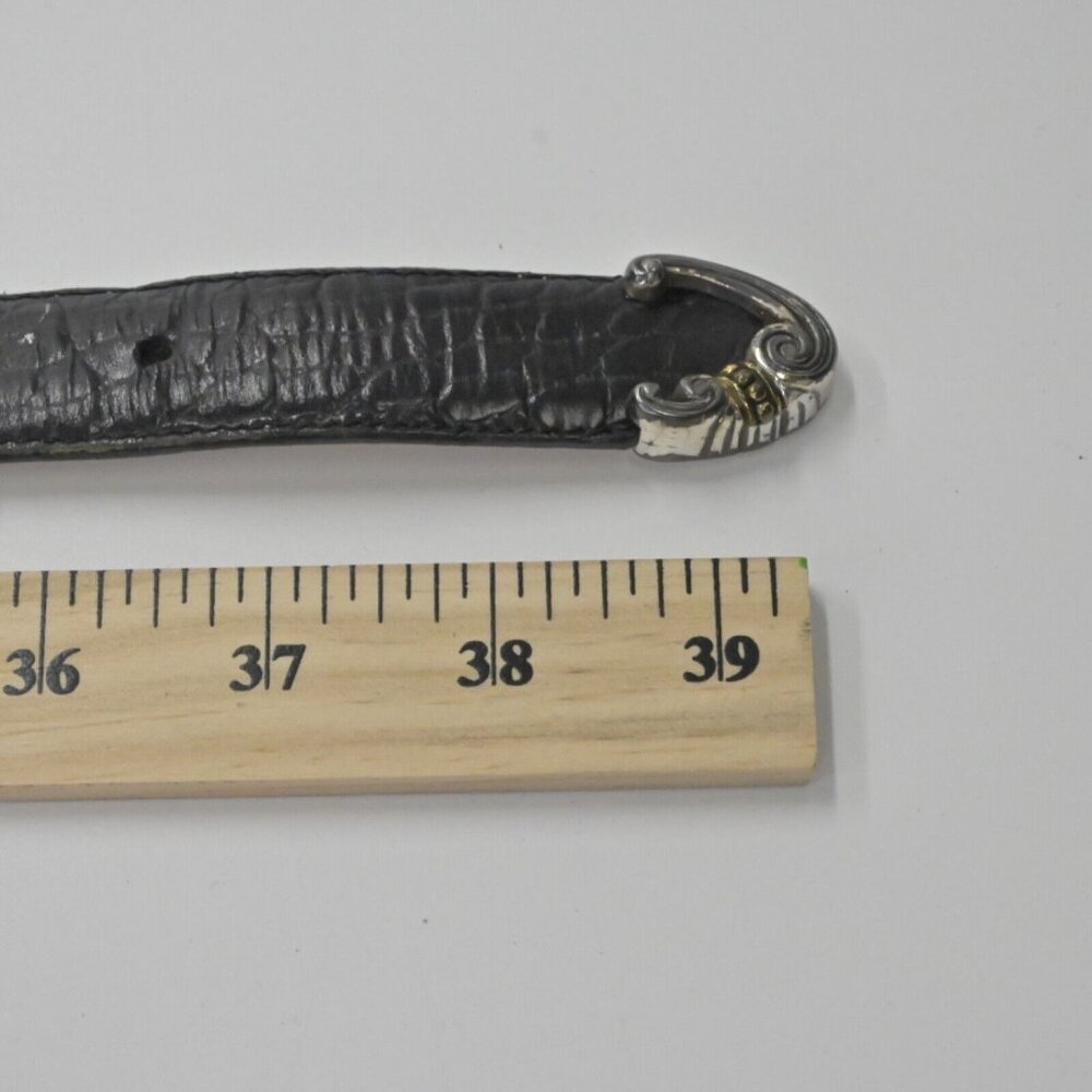 Vtg BRIGHTON Belt Womens Size L/34 Black Croc Embossed Leather Mix Metal Buckle - Picture 10 of 10